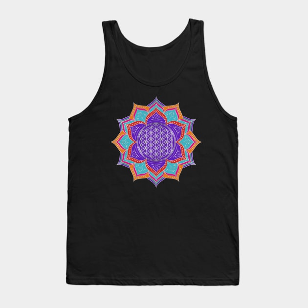 Flower Of Life Lotus Ornaments silver Tank Top by EDDArt
